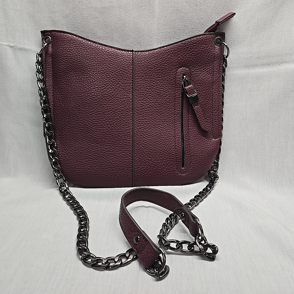 SR2 by Sondra Roberts Cranberry Faux Leather Top Zip Crossbody Purse